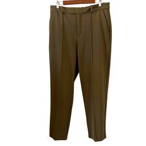 Madewell NEW Fairbanks Tapered Pintuck Pants In Dark Olive Size 10